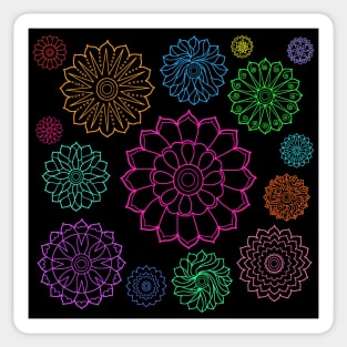 Colorful Groovy Flower Pattern Outline Sticker